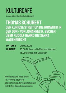 Beitragsbild zu Vortrag von Thomas Schubert im Kulturcafé am 20.09.2026